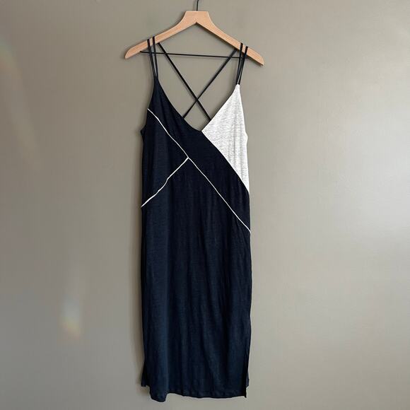 NWT Splendid x Margherita Positano Slip Dress Navy Blue Grey Colorblock Medium - Picture 5 of 16